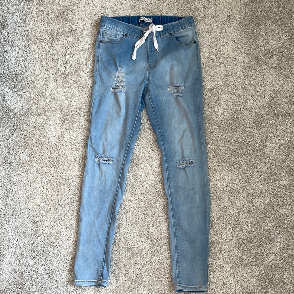 Elastic waist high rise pull on jeggings size 7